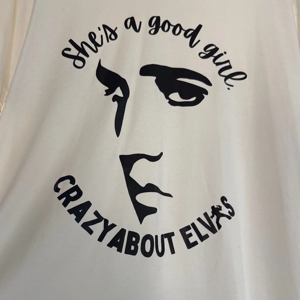 White Graphic T-Shirt with Elvis Design - Picture 3 of 4